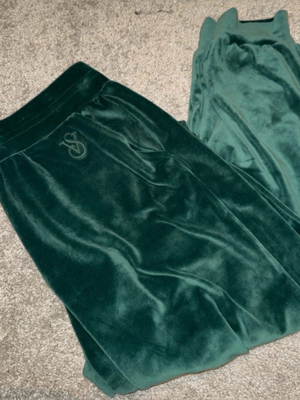 Victoria’s Secret Velvet Dark Green Women's Skirt with Subtle Logo
